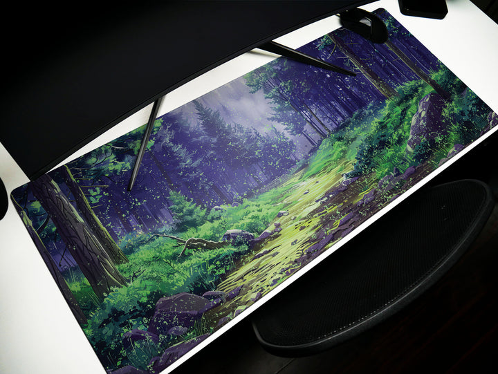 Enchanted Forest, Desk Pad, Mystical Woodland Scene, Serene Office Escape, Magical Desk Setting