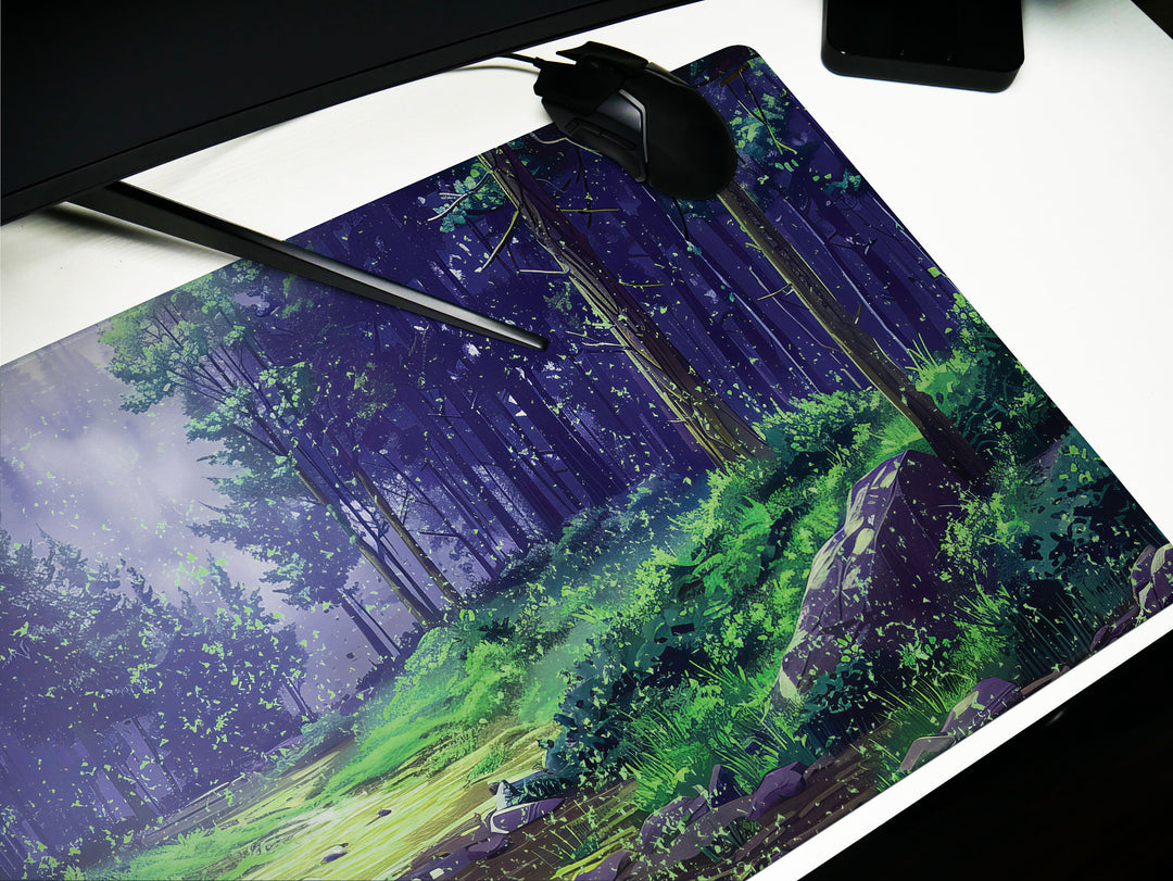 Enchanted Forest, Desk Pad, Mystical Woodland Scene, Serene Office Escape, Magical Desk Setting