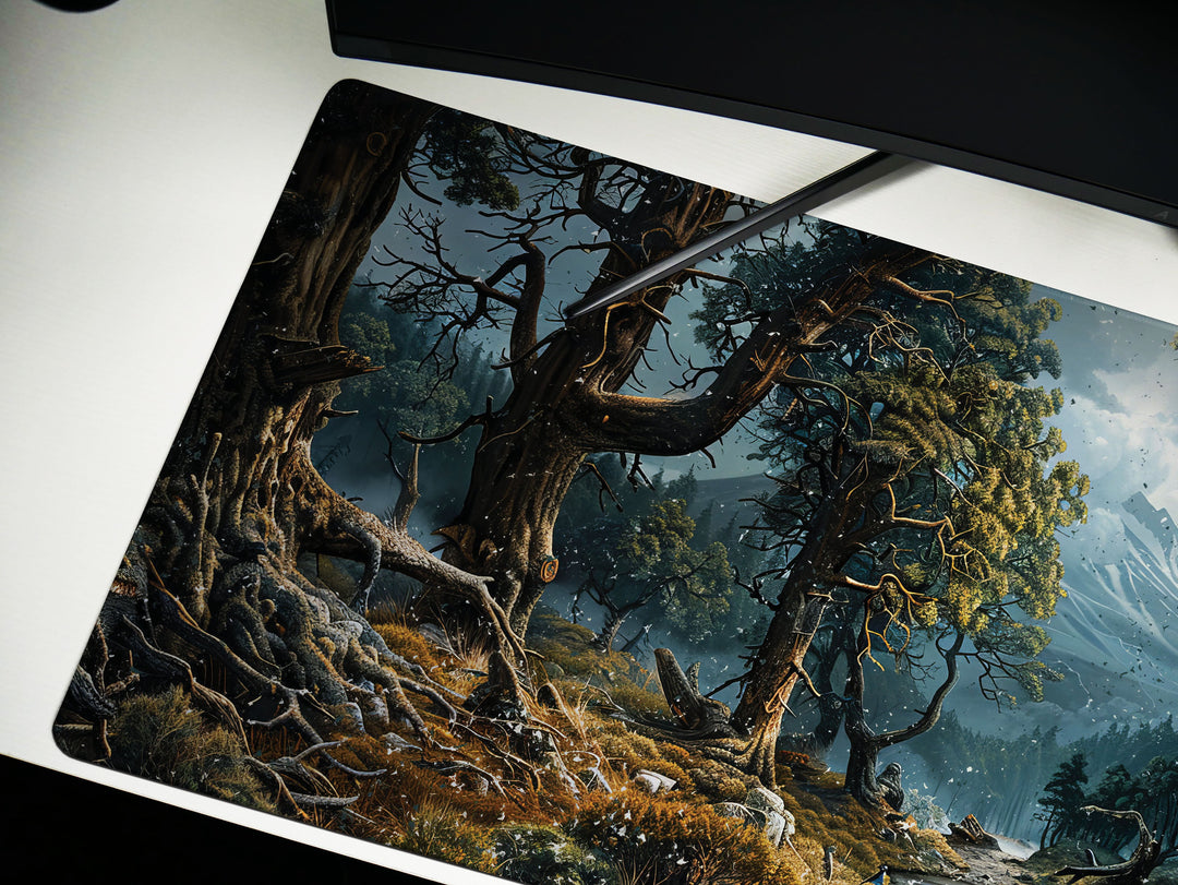 Mystic Forest, Desk Pad, Mouse Pad, Desk Mat, Enchanted Woods, Mountain Vista, Nature's Embrace