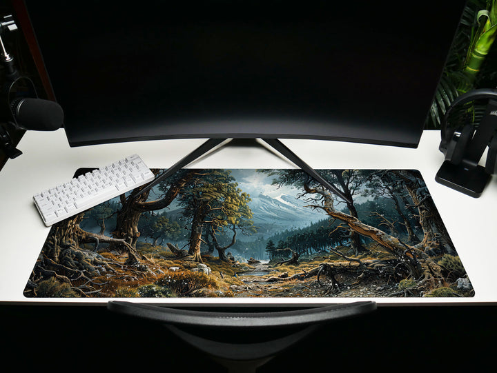 Mystic Forest, Desk Pad, Mouse Pad, Desk Mat, Enchanted Woods, Mountain Vista, Nature's Embrace