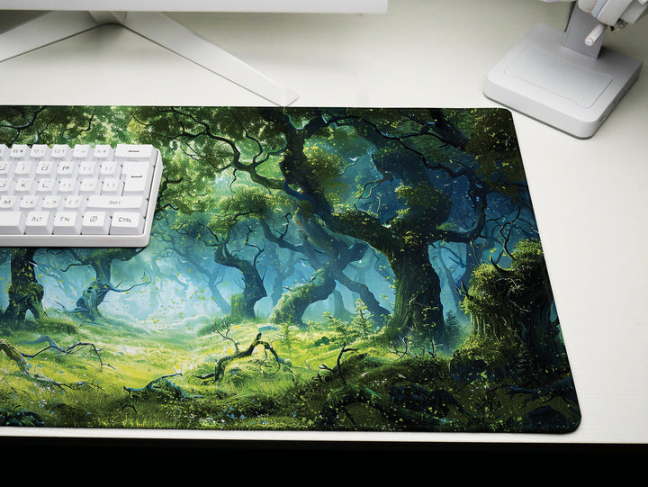 Enchanted Grove, Desk Pad, Mouse Pad, Desk Mat, Ancient Forest Magic, Luminous Clearing, Nature's Haven