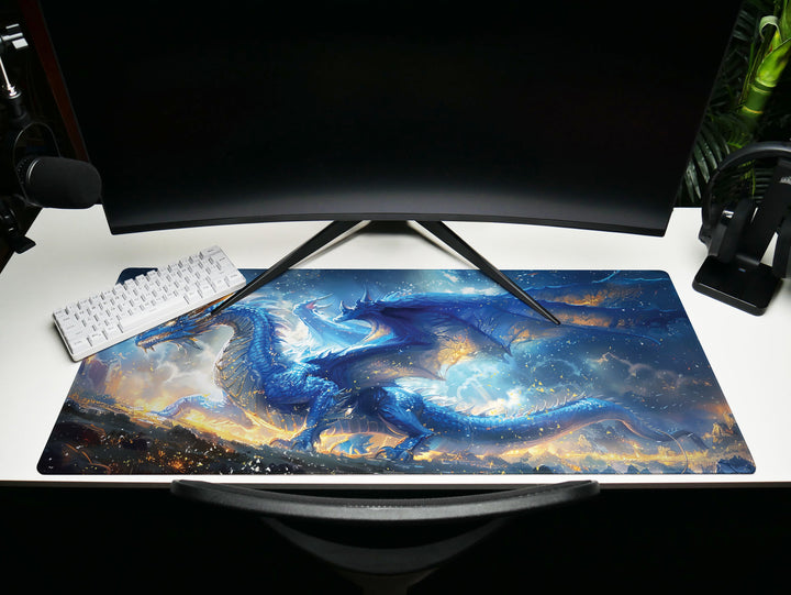 Majestic Mythos Design 3, Desk Pad, Sapphire Sentinel, Mythic Fires, Astral Dragon Essence