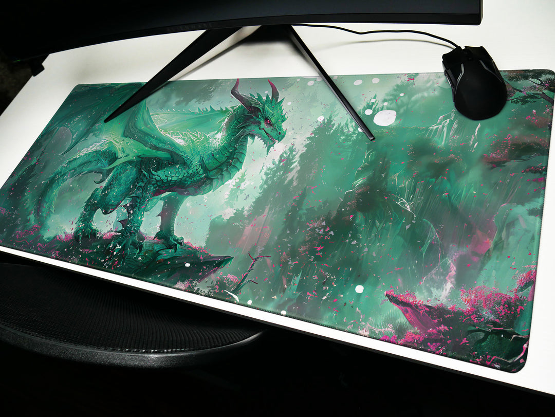 Majestic Mythos Design 4, Desk Pad, Emerald Enchanter, Mystic Grove, Verdant Dragon Majesty