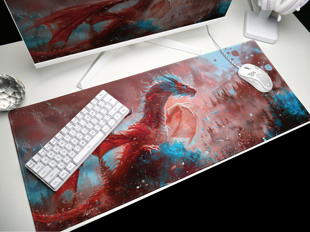 Majestic Mythos Design 6, Desk Pad, Crimson Conqueror, Arctic Wilderness, Dragon's Fury