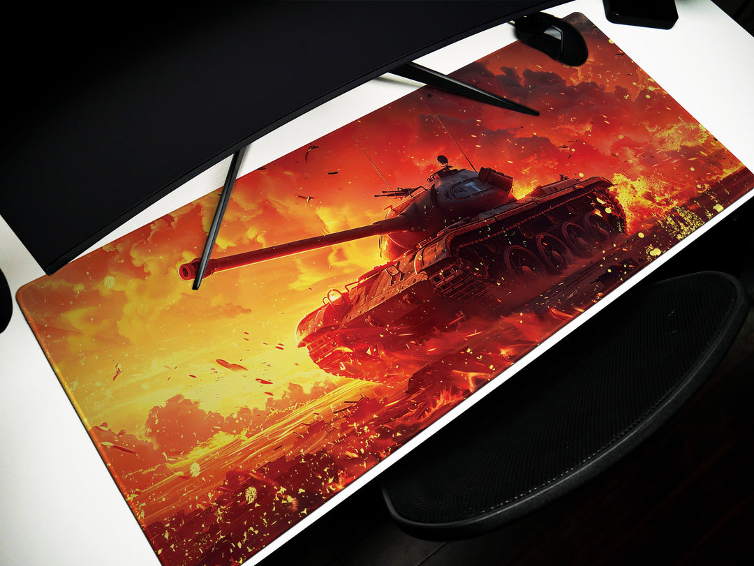 Artillery Fury Design 3, Desk Pad, Mouse Pad, Desk Mat, Sunset Blaze, Urban Warfare