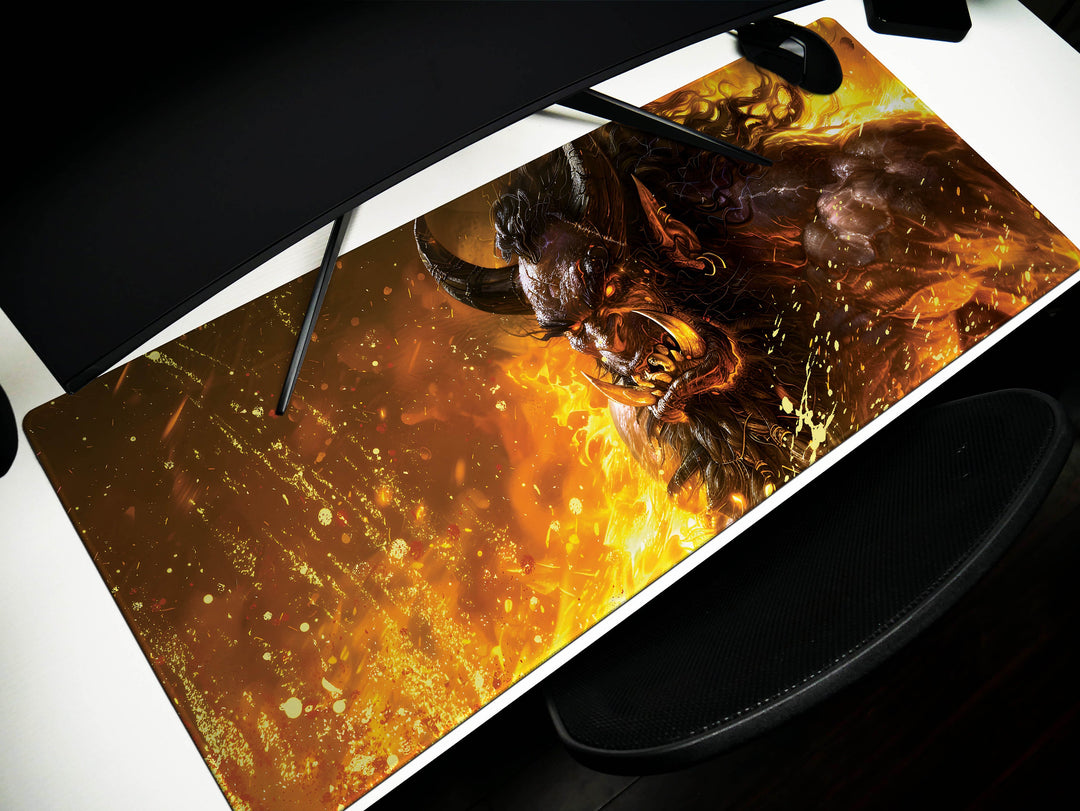 Inferno Elemental Design 6, Desk Pad, Mouse Pad, Desk Mat, Fiery Beast, Roaring Flame