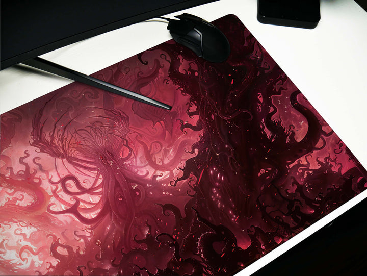 Eldritch Inferno Design 5, Desk Pad, Mouse Pad, Desk Mat, Sinister Crimson, Tangled Depths