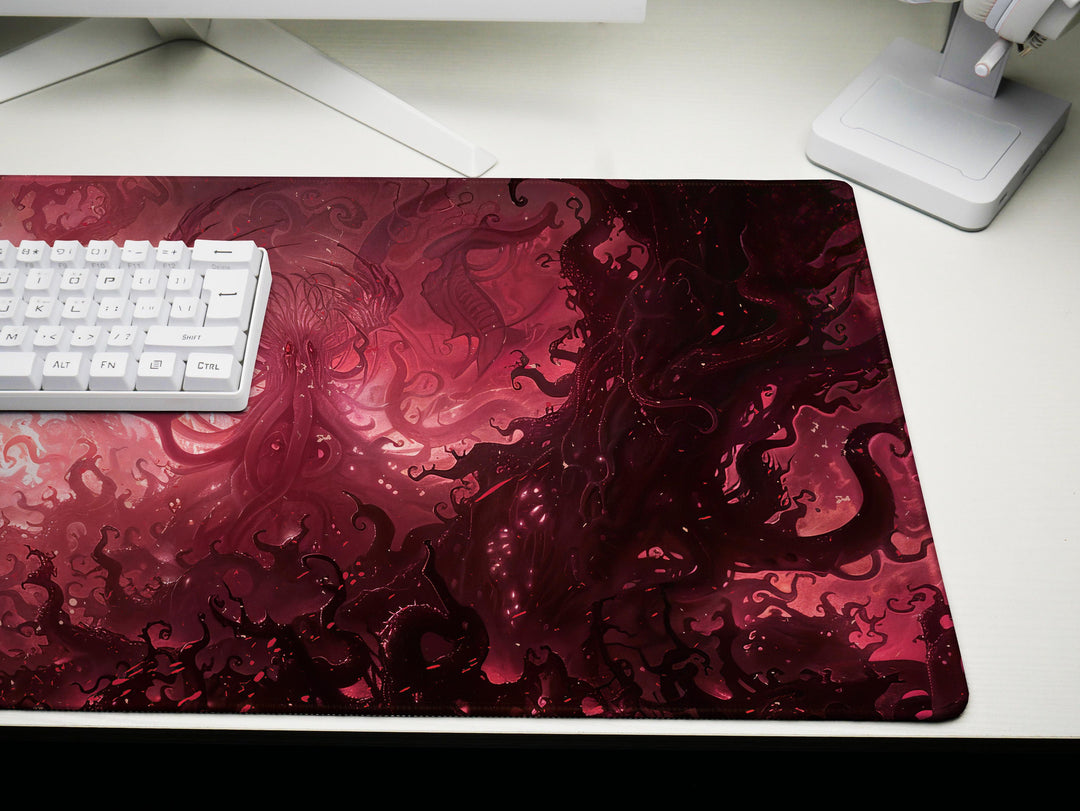 Eldritch Inferno Design 5, Desk Pad, Mouse Pad, Desk Mat, Sinister Crimson, Tangled Depths