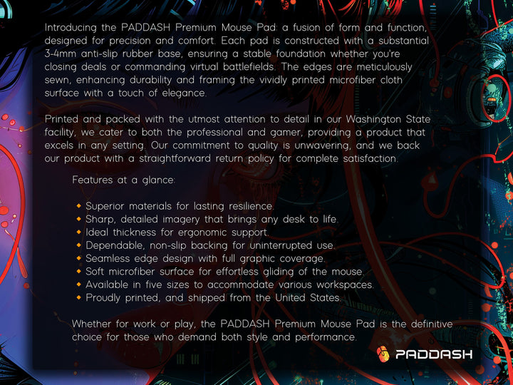 Cybernetic Reverie Design 1, Desk Pad, Mouse Pad, Desk Mat, Vivid Cybernetic Imprints, Enigmatic Aura