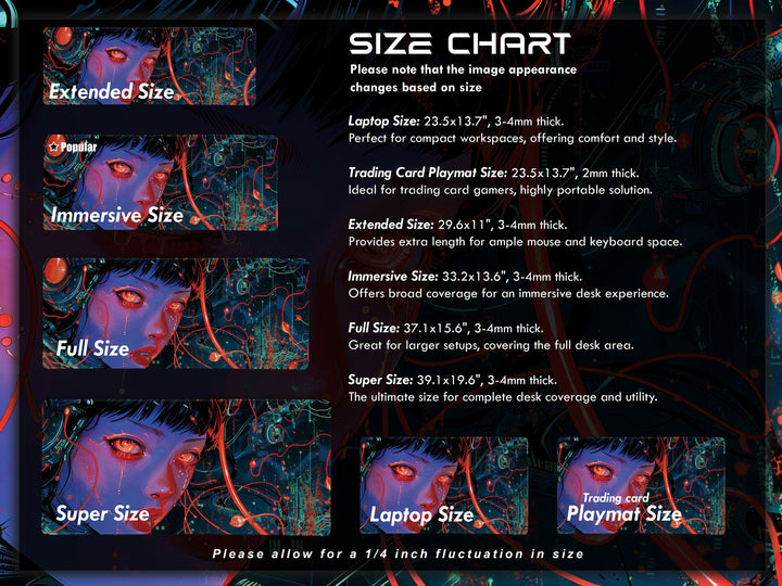 Cybernetic Reverie Design 1, Desk Pad, Mouse Pad, Desk Mat, Vivid Cybernetic Imprints, Enigmatic Aura