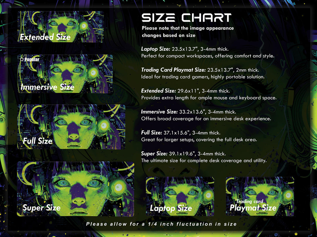 Cybernetic Reverie Design 2, Desk Pad, Mouse Pad, Desk Mat, Neon Contrast, Futuristic Visions