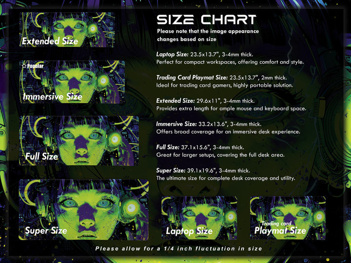 Cybernetic Reverie Design 2, Desk Pad, Mouse Pad, Desk Mat, Neon Contrast, Futuristic Visions
