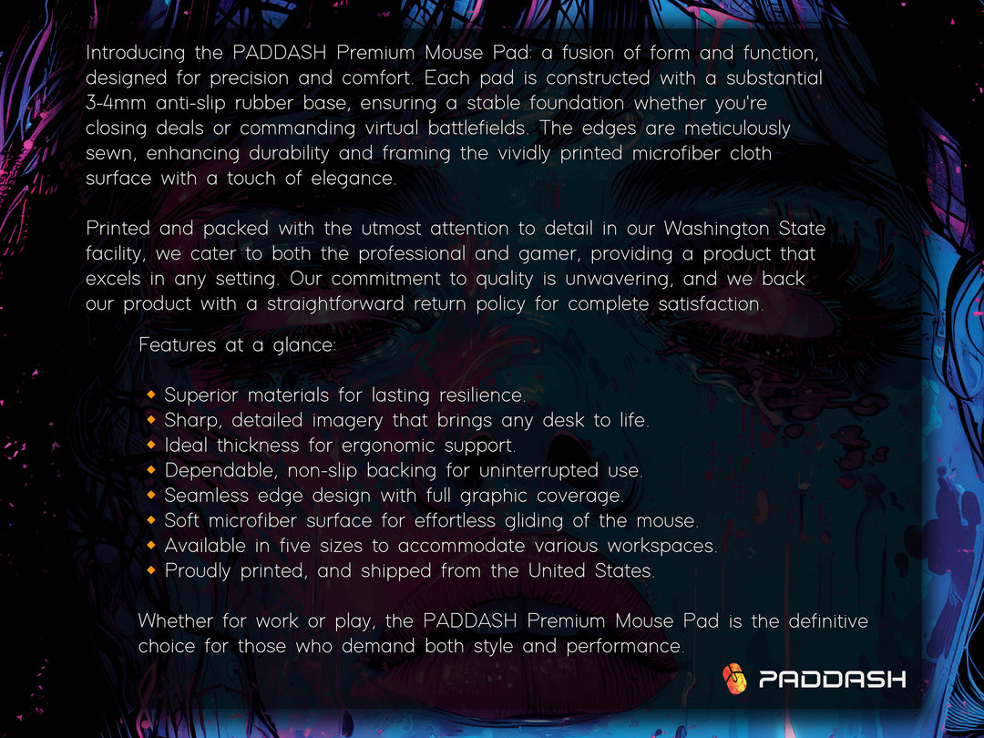 Cybernetic Reverie Design 6, Desk Pad, Mouse Pad, Desk Mat, Midnight Cyber, Pink Neon Flare