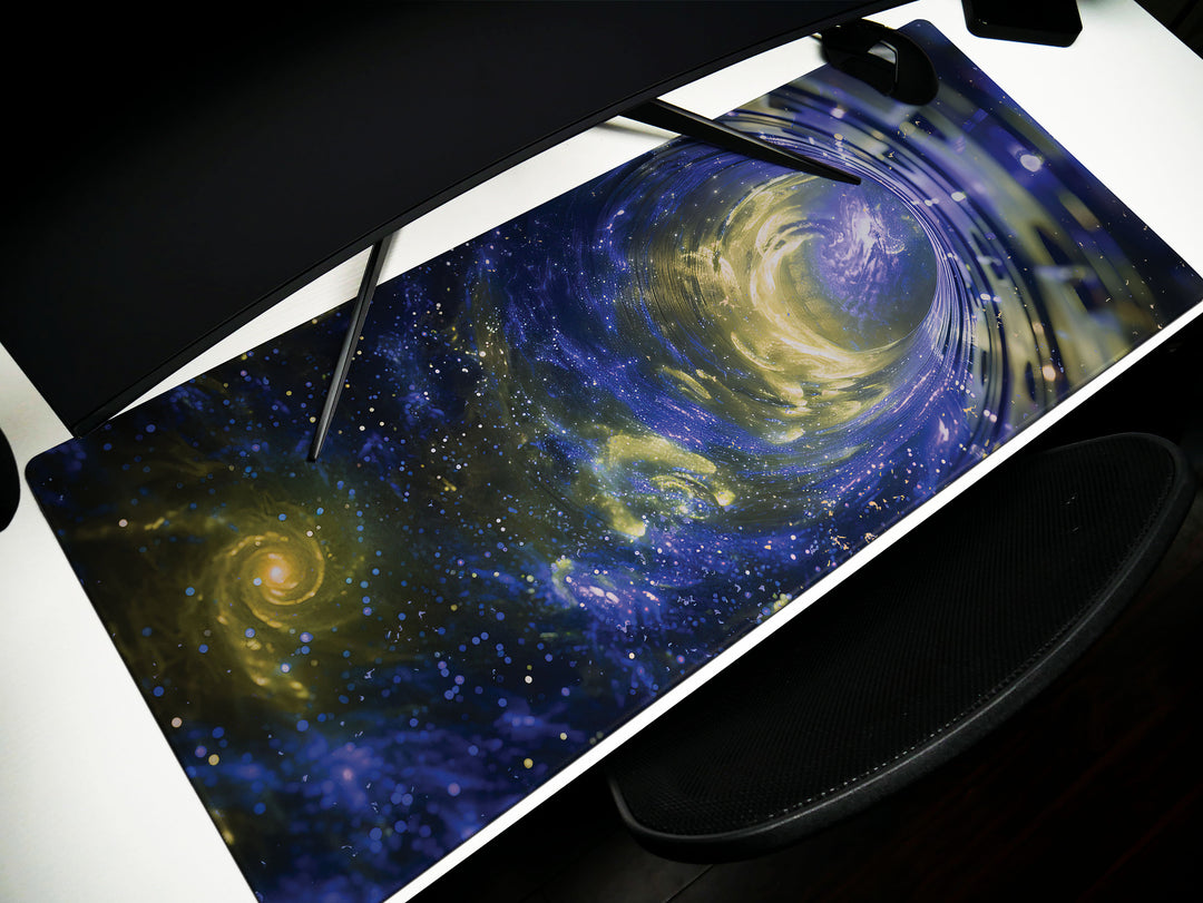 Cosmic Voyage Design 4, Desk Pad, Mouse Pad, Desk Mat, Spiral Galaxy Spin, Universal Harmony, Celestial Swirl