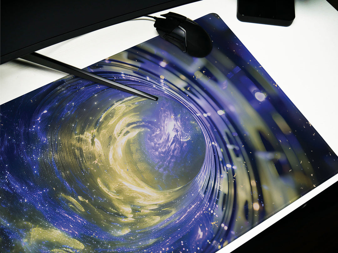 Cosmic Voyage Design 4, Desk Pad, Mouse Pad, Desk Mat, Spiral Galaxy Spin, Universal Harmony, Celestial Swirl