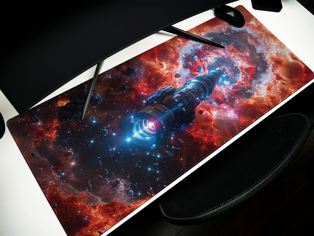 Cosmic Voyage Design 6, Desk Pad, Mouse Pad, Desk Mat, Nebular Odyssey, Intergalactic Cruiser, Stellar Forge