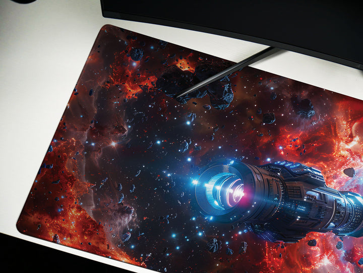 Cosmic Voyage Design 6, Desk Pad, Mouse Pad, Desk Mat, Nebular Odyssey, Intergalactic Cruiser, Stellar Forge