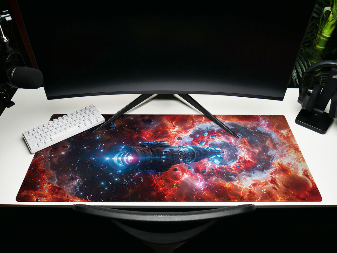 Cosmic Voyage Design 6, Desk Pad, Mouse Pad, Desk Mat, Nebular Odyssey, Intergalactic Cruiser, Stellar Forge