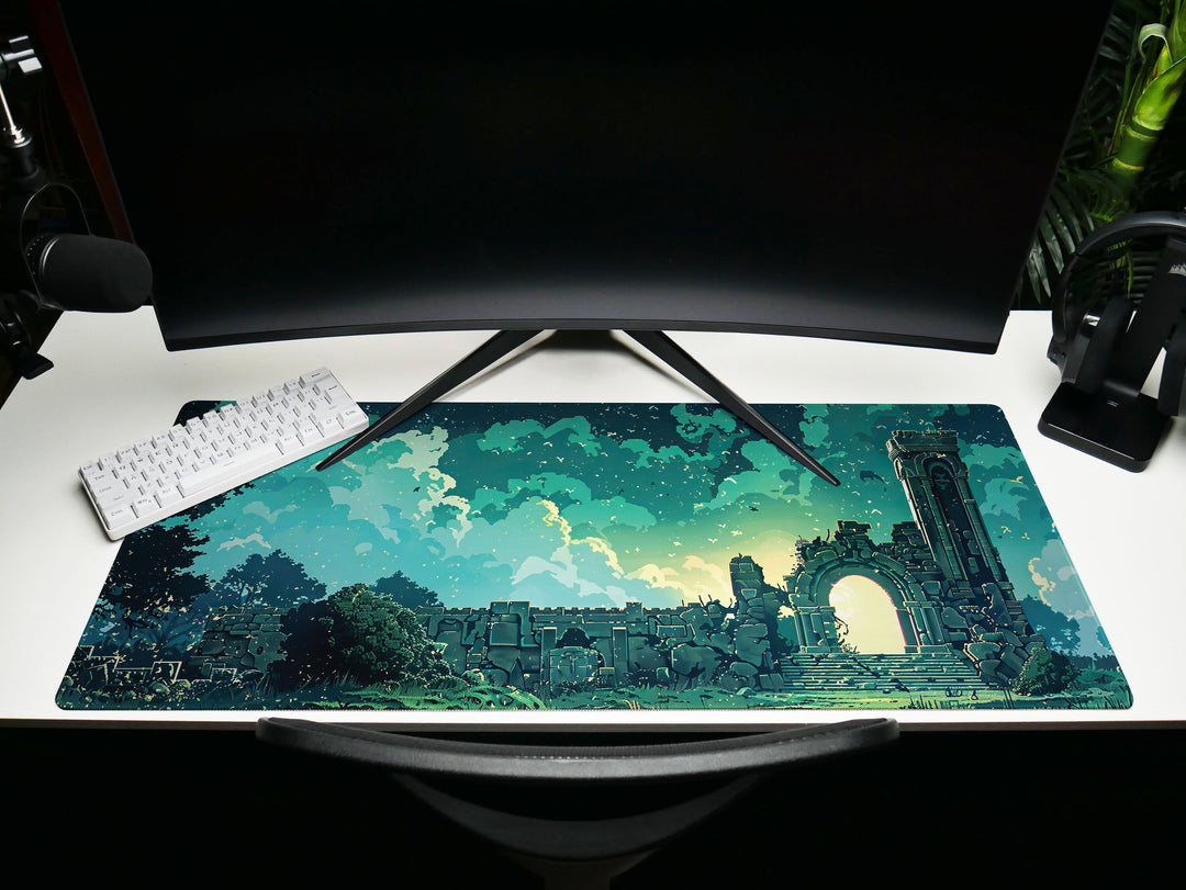 Enchanted Realm Design 2, Desk Pad, Mouse Pad, Desk Mat, Arcane Ruins, Twilight Reverie, Mystic Dawn