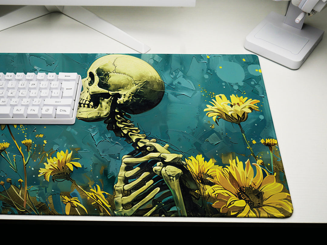 Floral Requiem Design 3, Desk Pad, Mouse Pad, Desk Mat, Sunlit Solitude, Artful Reflection, Inspired Desk Space