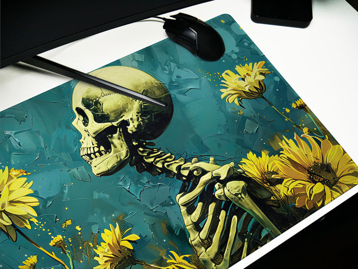 Floral Requiem Design 3, Desk Pad, Mouse Pad, Desk Mat, Sunlit Solitude, Artful Reflection, Inspired Desk Space