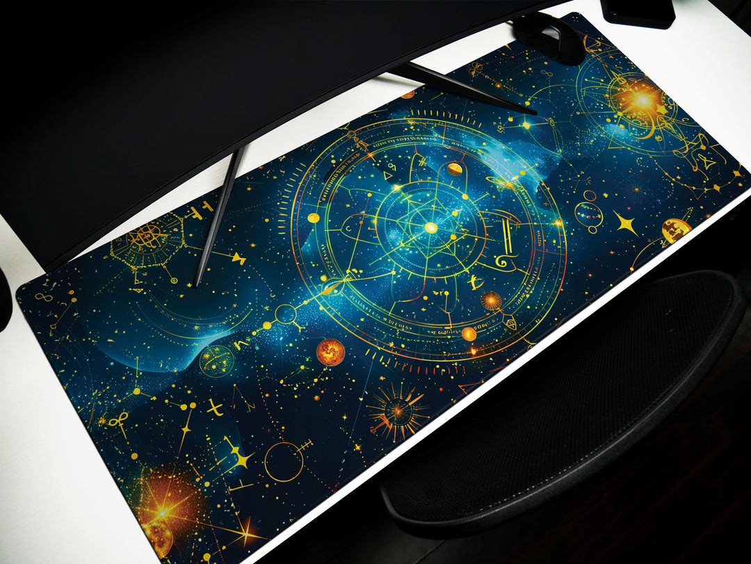 Cosmic Cartography Design 5, Desk Pad, Mouse Pad, Desk Mat, Celestial Journey, Starry Wisdom