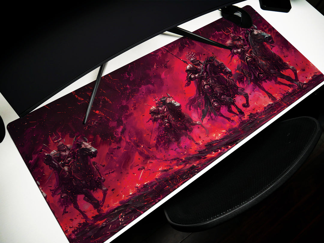 Inferno Elemental Design 2, Desk Pad, Mouse Pad, Desk Mat, Charging Knights, Battle Fury