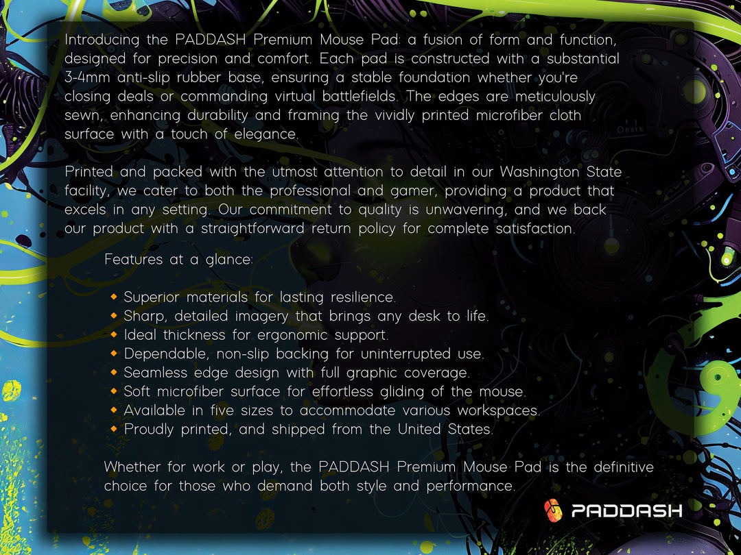 Cybernetic Reverie Design 5, Desk Pad, Mouse Pad, Desk Mat, Luminous Intrigue, Green Cyberworld