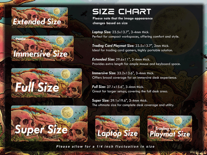 Skulls of the Withered Grove, Desk Pad, Mouse Pad, Desk Mat, Bone Forest Horror, Surreal Nature, Full Moon Haunt