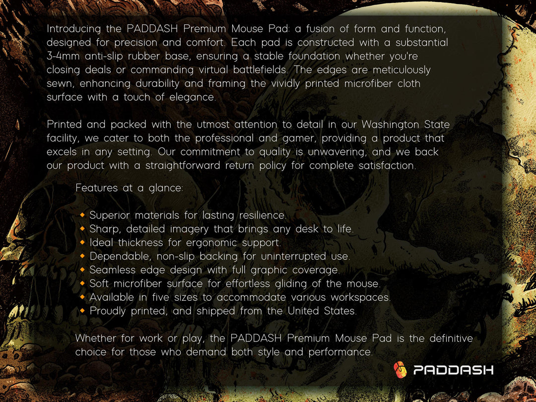 Grave Echoes, Desk Pad, Mouse Pad, Desk Mat, Decaying Skulls Art, Dark Horror Vibe, Graphic Bonescape, Gothic Dungeon Decor