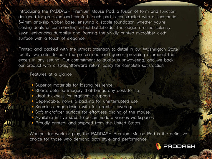 Grave Echoes, Desk Pad, Mouse Pad, Desk Mat, Decaying Skulls Art, Dark Horror Vibe, Graphic Bonescape, Gothic Dungeon Decor