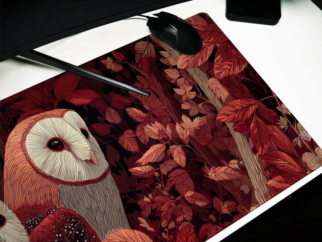 Autumn Owls, Desk Pad Enchanted Forest Desk Mat