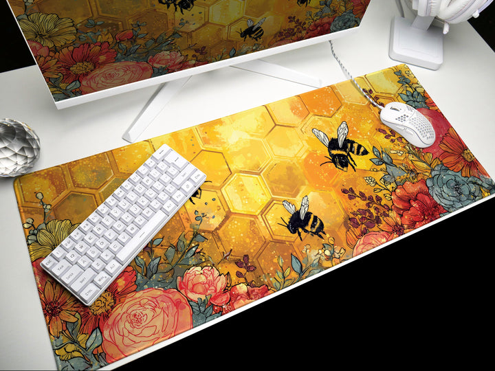 Silver Lake Midnight, Desk Pad, Mouse Pad, Desk Mat, Full Moon Reflection, Starry Sky, Tranquil Nature Scene
