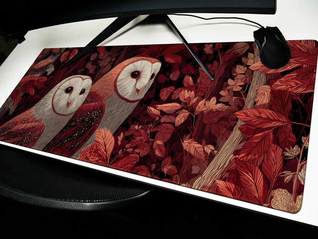 Autumn Owls, Desk Pad Enchanted Forest Desk Mat
