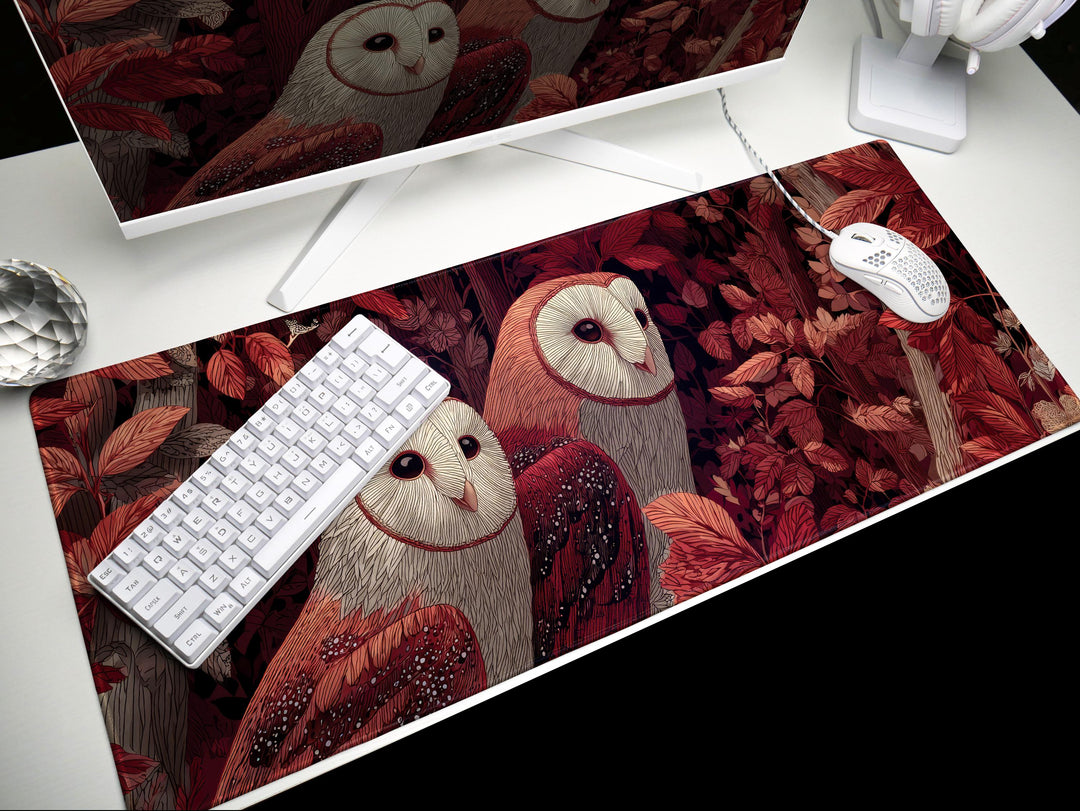Autumn Owls, Desk Pad Enchanted Forest Desk Mat