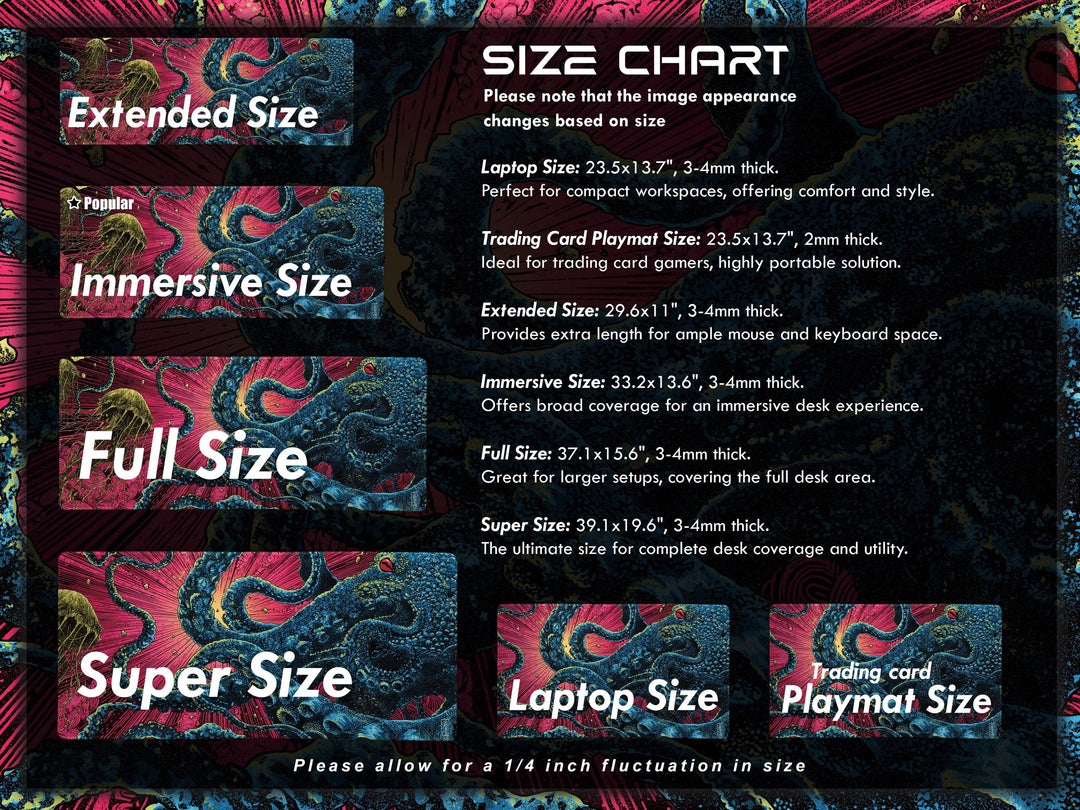 Abyssal Bloom, Desk Mat, Deep Sea Encounter Artwork by Wekx