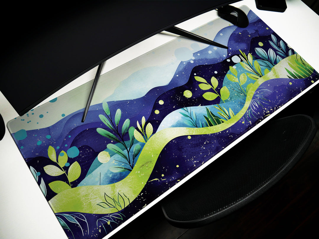 Elegant Serenity Design 3, Desk Pad, Mouse Pad, Desk Mat, Lively Hills, Fantastical Earthscape