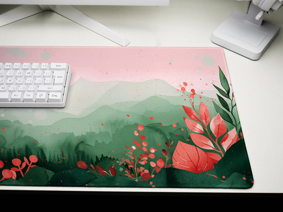 Elegant Serenity Design 4, Desk Pad, Mouse Pad, Desk Mat, Blossoming Foliage, Whimsical Nature