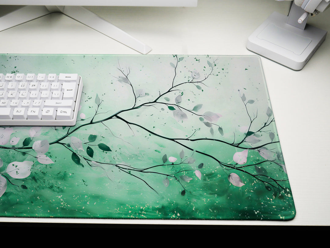 Elegant Serenity Design 6, Desk Pad, Mouse Pad, Desk Mat, Whimsical Nature, Emerald Essence