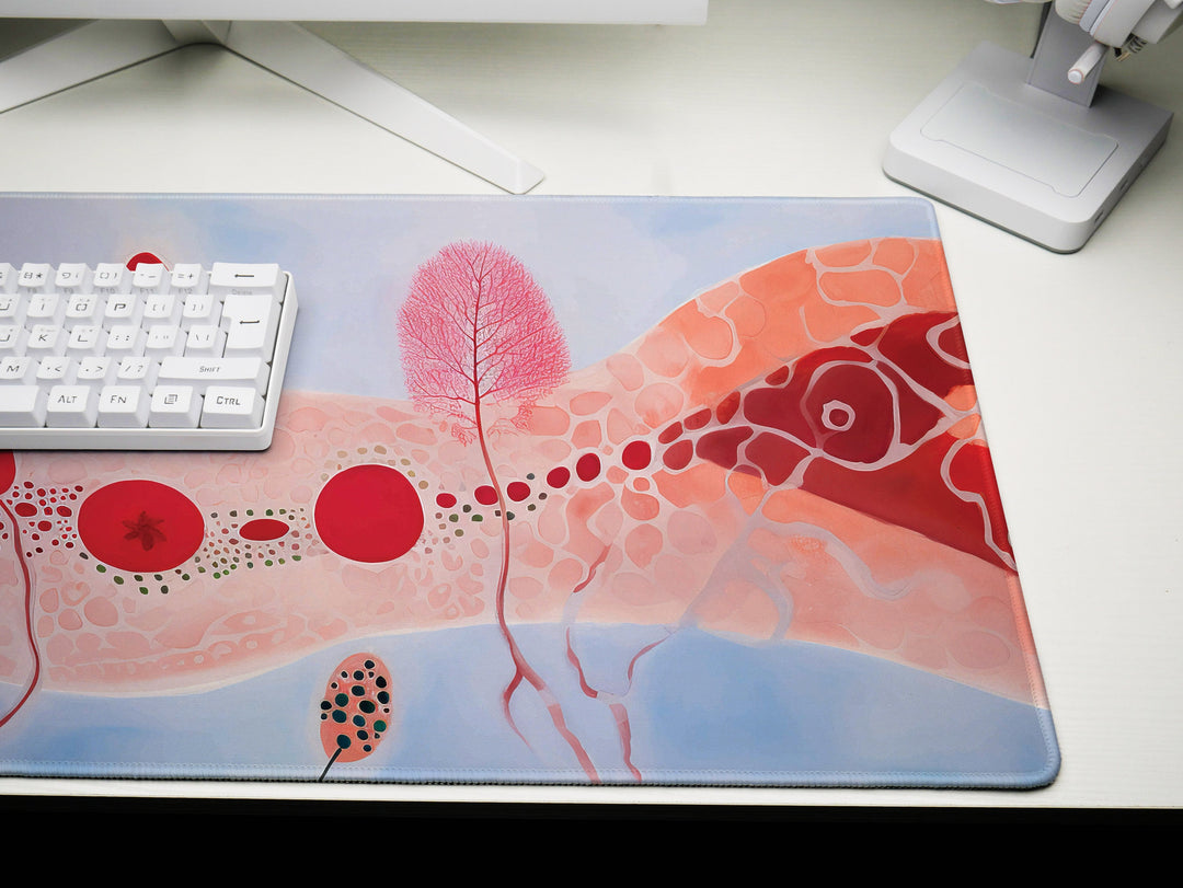 Vivid Artisanal Bliss Design 2, Desk Pad, Mouse Pad, Desk Mat, Design 2, Serene Dreamscape, Subtle Nature-Inspired Elegance