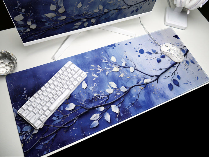 Elegant Serenity Design 1, Desk Pad, Mouse Pad, Desk Mat, Nature-Inspired Tranquility, Frosty Morning Motif