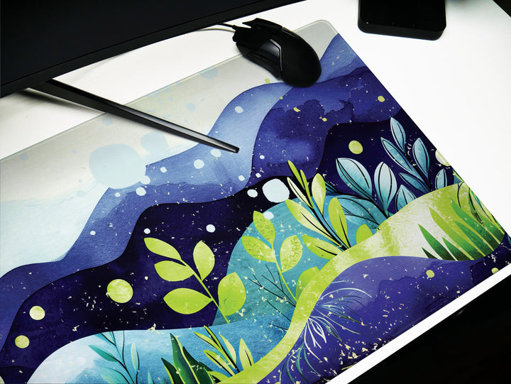 Elegant Serenity Design 3, Desk Pad, Mouse Pad, Desk Mat, Lively Hills, Fantastical Earthscape